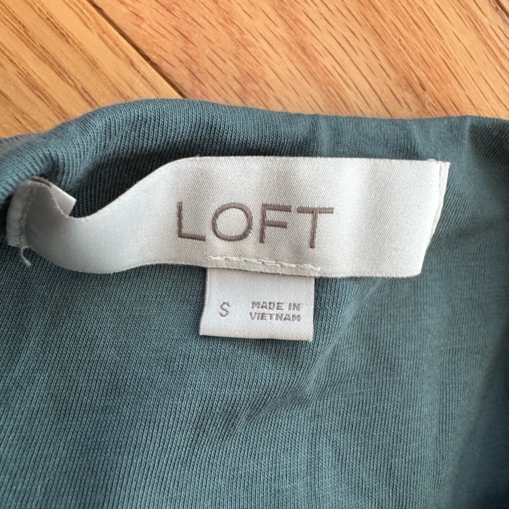 LOFT Ruched Bubble Hem Sleeveless Top Small Sage Green Cotton Classic Versatile - Picture 5 of 5